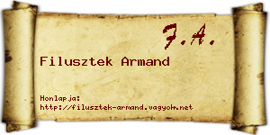 Filusztek Armand névjegykártya